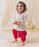Tiber Taber Cotton Full Sleeves Floral Embroidered Kurta & Dhoti Kurta Set - Pink