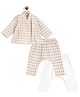 Tiber Taber Full Sleeves Checked Jhabla Set - Beige
