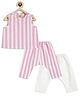 Tiber Taber Sleeveless Striped  Jhabla Set - Pink