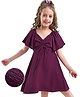 Hola Bonita woven half sleeve textured fabric knee length solid dress PLUM