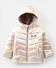 Babyhug Full Sleeves Front Open Padded Hooded Holographic Jacket with Sequin Bow Embroidery - Silver
