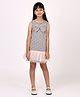 One Friday Sleeveless Polka Dots Printed Cotton Dress - Peach & Grey