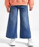 Primo Gino Woven Full Length Wide Leg  Denim Washed Jeans  -Blue