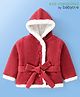 Babyoye Knited   Solid Full Sleeves Hooded Front Open Sweater Solid Colour-Red