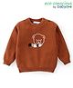 Babyoye Cotton Knitted Full Sleeves Pullover Sweater with Teddy Bear Embroidery - Brown
