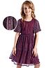 Hola Bonita Party Wear Flutter Sleeves Glitter Tiered Dress - Wine