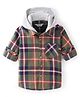 Bonfino 100% Cotton Full Sleeves Checks Shirt With Hood -Dark Green