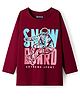Pine Kids Cotton Knit Full Sleeves T-Shirt With Text Print - Maroon