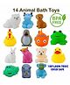 ARCADE TOYS Animal Shaped Squeeze Bath Toys Set of 14 - Multicolour