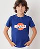 Pine Kids Cotton Knit Half Sleeves Text Printed T-Shirt - Navy Blue
