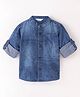 INFINITY Full Sleeves Self Design Printed Shirt - Blue