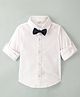 INFINITY Full Sleeves Solid Shirt With Bow - White