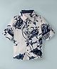 INFINITY Full Sleeves Abstract Printed Shirt - White & Navy