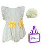 Little Surprise Box Frill Sleeves Floral Printed Swimsuit & Cap With Bag - Yellow