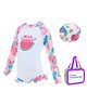 Little Surprise Box Full Sleeves Watermelons Printed Swimsuit & Cap With Bag - Pink