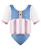 Little Surprise Box Full Sleeves Curves Printed Swimsuit - Blue & Pink