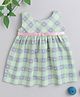 Many frocks & Sleeveless Checked & Hearts Printed Viscose Dress - Green & Grey