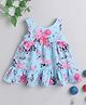 Many frocks & Sleeveless Floral Printed Georgette Dress - Blue & Pink