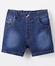 Bloom Up Denim Mid Thigh Shorts Solid Colour - Blue