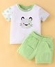 Bloom Up Cotton Knit Half Sleeves Tiger Printed T-Shirt & Shorts Set - Kiko Green
