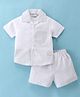 Bloom Up Poplin Half Sleeves Striped Shirt & Shorts Set - White