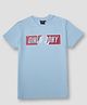 GINI & JONY Cotton Knit Half Sleeves T Shirt With Logo Text Print- Blue