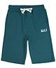 GINI & JONY Cotton Knit Mid Calf Length Shorts Text Print - Green