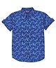 GINI & JONY Cotton Half Sleeves Tropical Theme Printed Shirt with Round Hem - Royal Blue