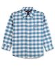 GINI & JONY Cotton Full Sleeves Checks Shirt with Text Embroidery - Blue
