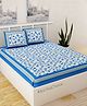 UniqChoice 100 Percent Cotton Jaipuri Traditonal Double BedSheet With 2 Pillow Cover - Blue