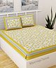 UniqChoice Color 100 Percent Cotton Jaipuri Traditonal Double BedSheet With 2 Pillow Cover - Yellow