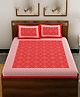 UniqChoice Color 100 Percent Cotton Jaipuri Traditonal Double BedSheet With 2 Pillow Cover - Red