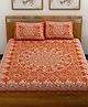 UniqChoice Color 100 Percent Cotton Jaipuri Traditonal Double BedSheet With 2 Pillow Cover - Red