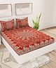 UniqChoice Color 100 Percent Cotton Jaipuri Traditonal Double BedSheet With 2 Pillow Cover - Maroon