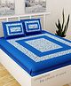 UniqChoice Color 100 Percent Cotton Jaipuri Traditonal Double BedSheet With 2 Pillow Cover - Blue