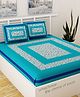 UniqChoice Color 100 Percent Cotton Jaipuri Traditonal Double BedSheet With 2 Pillow Cover - Turquoise