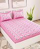 UniqChoice Color 100 Percent Cotton Jaipuri Traditonal Double BedSheet With 2 Pillow Cover - Pink