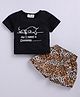 M'andy Cotton Half Sleeves Dog & Leopard Printed Tee With Shorts - Black