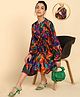 Zelena  Full Sleeves Abstract Printed Maternity Dress With Concealed Nursing Access  - Multi Colour