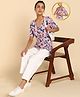 Zelena  95% Cotton 5% Elastane Half Sleeves Floral Printed Maternity Top With Concealed Nursing Access  - Blue
