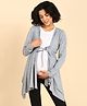 Zelena Full Sleeves Solid Straight Maternity Breastfeeding Shrug  - Light Grey
