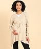 Zelena Full Sleeves Solid Straight Maternity Breastfeeding Shrug  - Beige