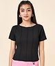 Coolsters by Pantaloons Half Sleeves Ribbed Top - Black