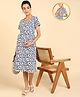 Zelena Half Sleeves Floral Printed Maternity Dress With Concealed Nursing Access - Off White