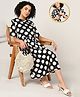 Zelena  Half Sleeves Polka Dot Printed Maternity Dress With Concealed Nursing Access - Black