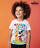 Babyhug Disney Cotton Knit Half Sleeves T-Shirt  with Mickey Mouse Graphics - White