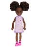 Barbie Chelsea with  Removable Purple Floral Dress & Pink Shoes with Space Buns & Brown Eyes Purple - Height 14 cm