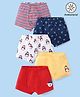 Babyhug 100% Cotton Knit Antibacterial Trunks  with Striped & Penguin Print  Pack of 5 - Red White &  Blue