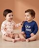 Babyoye 100%  Cotton Knit with Eco Jiva Finish Full Sleeves Onesies with Text & Hot Air Balloon Print Pack of 2 - Multicolour