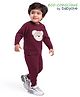 Babyoye 100% Cotton Knit Full Raglan Sleeves Solid Colour Sweater Set Bear Patch detailing - Violet